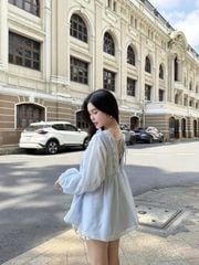Áo Babydoll Nữ ERROPS Cổ V Phối Bèo Mùa Hè Dễ Thương GOÛT DE JUN