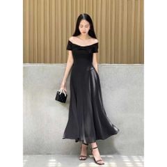 Đầm Nữ Trễ Vai Kiểu Nơ Ngực Dáng Dài Xoè - WENIA DRESS - GOÛT DE JUN