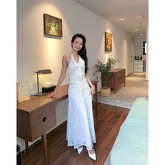 Đầm Xòe Nữ Dự Tiệc Cổ Yếm Nhún Eo Tôn Dáng Viền Bèo Ren Hoa Sang Trọng - JELISS DRESS - GOÛT DE JUN