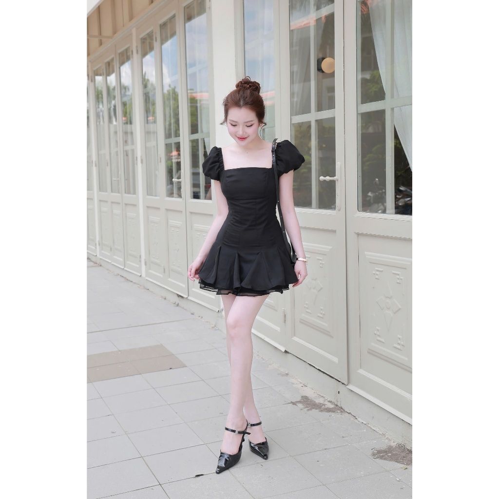Đầm Nữ Mini Dự Tiệc Thiết Kế Tay Phồng Dáng Đuôi Cá Ngắn Dễ Thương - RAINA DRESS - GOÛT DE JUN