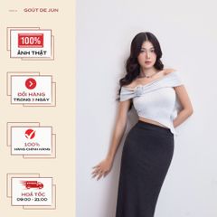 Áo Croptop Nữ Trễ Vai Lệch Tà Kèm Hoa   - SUNI TOP - GOÛT DE JUN