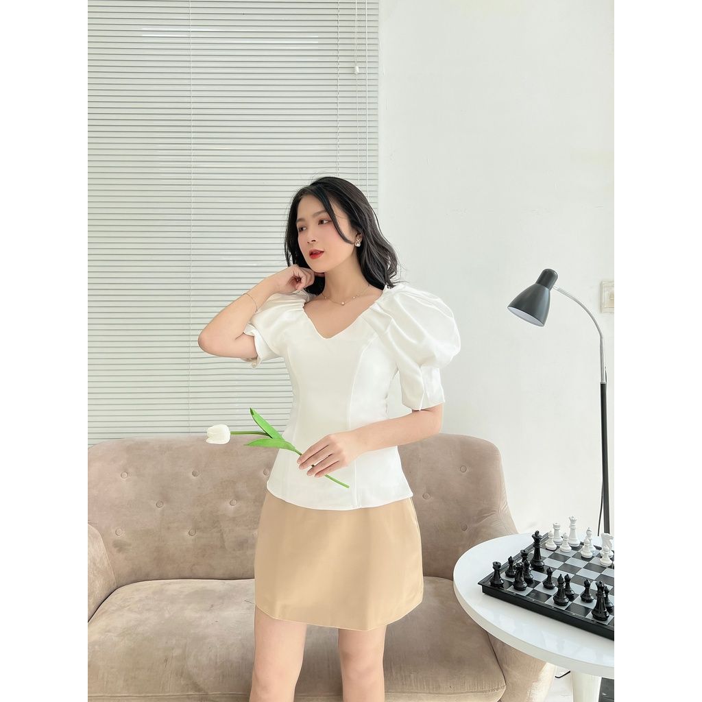 Áo Kiểu Nữ Tay Phồng Phong Cách Công Sở - AINE TOP - GOÛT DE JUN