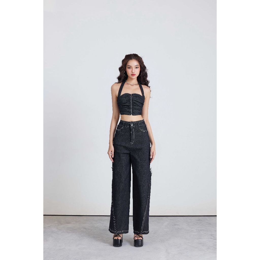 Áo Croptop Nhún Ngục Cổ Yếm Sexy - GYN TOP - GOÛT DE JUN