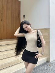Áo Nữ CAELAN Dệt Kim Form Ôm Trễ Vai Nữ Tính GOÛT DE JUN