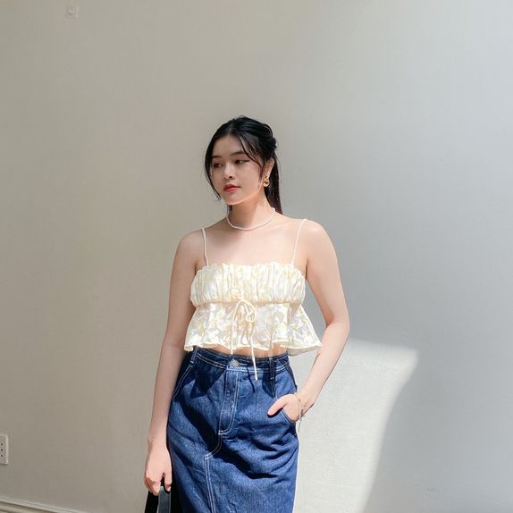 Áo Croptop Nữ 2 Dây Nhún Bèo JANRY TOP - GOÛT DE JUN