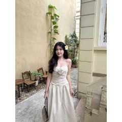 Đầm Hai Dây Đi Biển Thiết Kế Nhún Dáng Dài (Hoa rời)  - MUNNI DRESS - GOÛT DE JUN