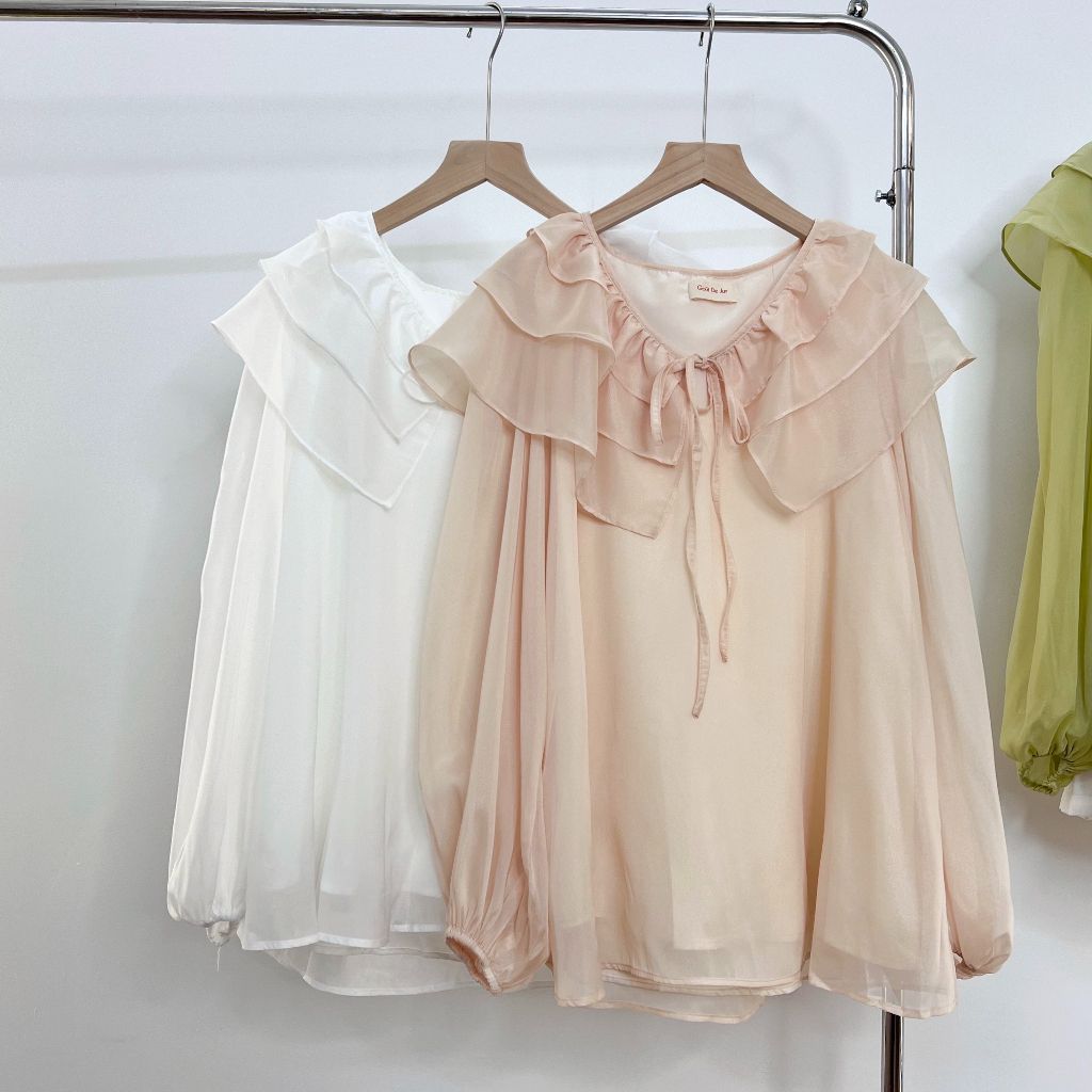 GOÛT DE JUN - Áo nữ thiết kế cổ bèo tay phồng - HEBE TOP