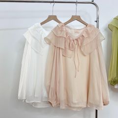 GOÛT DE JUN - Áo nữ thiết kế cổ bèo tay phồng - HEBE TOP