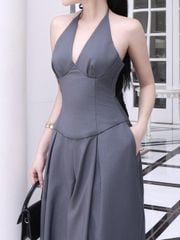 Jumpsuit Nữ AURENS JUMPS Cổ Yếm Chiết Eo Sang Trọng Thanh Lịch GOUT DE JUN