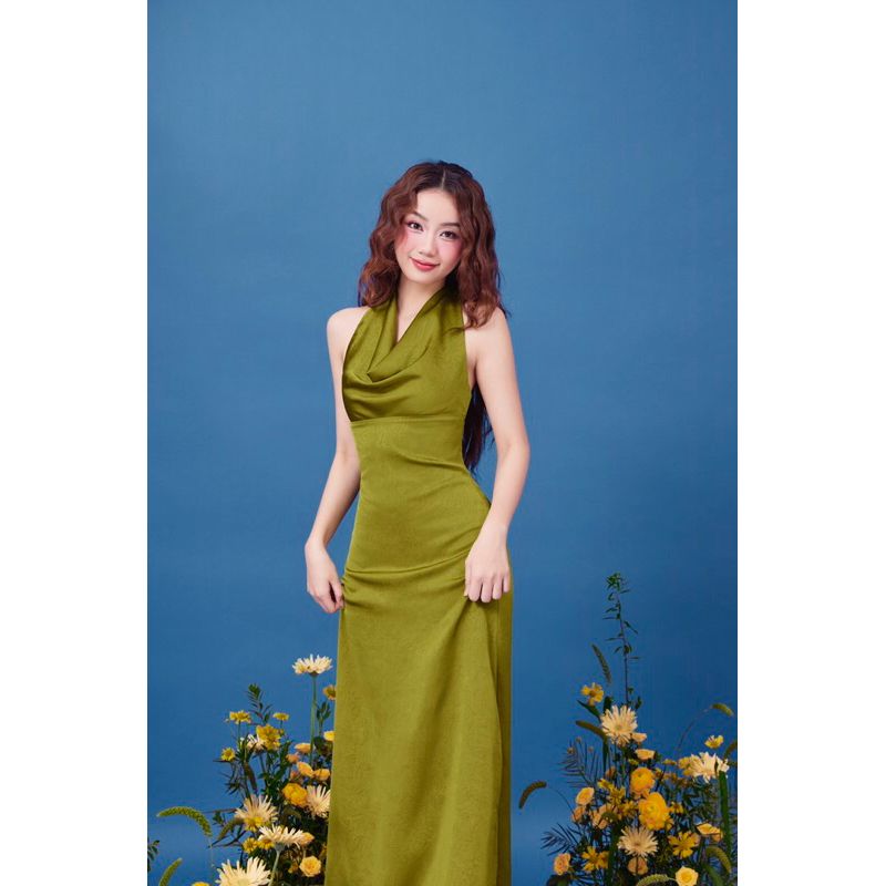 Đầm Lụa Nữ Dự Tiệc Cổ Đổ Hở Lưng Dáng Dài Sang Trọng - FIORI DRESS - GOÛT DE JUN