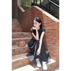 Set Áo Croptop Nữ Basic Phối Chân Váy Dài Dáng Xòe ( bán lẻ ) - KARIN SET - GOÛT DE JUN