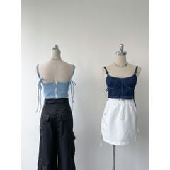 Áo croptop nữ dáng ôm chất denim 100% mềm mịn, Áo croptop ôm corset sexy bebie | YONA TOP | Secodee