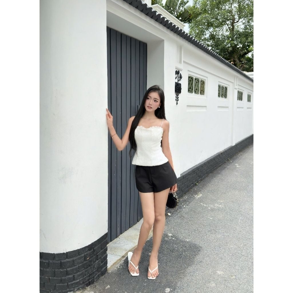 Áo Nữ DOMIR TOP 2 Dây Form Chiết Eo Basic Dạo Phố, Hẹn Hò GOUT DE JUN