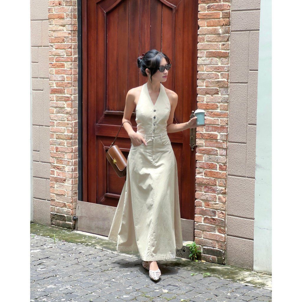 Đầm Nữ Thiết Kế Cổ Yếm Form Dài Tôn Dáng- MEIKO DRESS - GOÛT DE JUN
