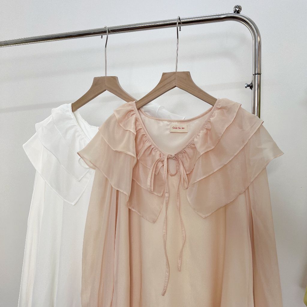 GOÛT DE JUN - Áo nữ thiết kế cổ bèo tay phồng - HEBE TOP
