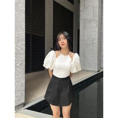 GOÛT DE JUN - Áo Croptop gợn sóng cổ yếm tay bồng - Marena Top