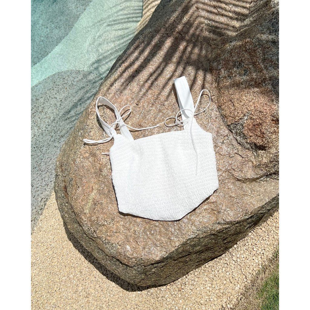 Áo Croptop Nữ Hai Dây Bảng To Freesize Dễ Thương  - THALIE TOP - GOÛT DE JUN