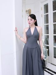 Jumpsuit Nữ AURENS JUMPS Cổ Yếm Chiết Eo Sang Trọng Thanh Lịch GOUT DE JUN
