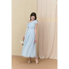 Đầm Nữ DIFAL DRESS Lệch Vai Đính Hoa Nổi Form Dài Dự Tiệc GOUT DE JUN