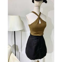 GOÛT DE JUN - Áo nữ croptop thun cổ chéo - Ruma Top