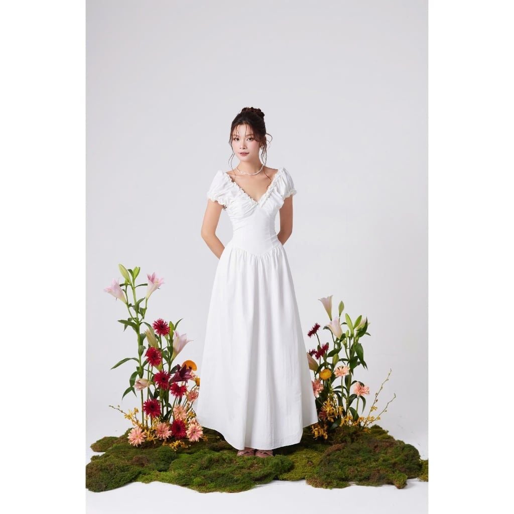 Đầm Nữ Dáng Dài Cổ V Dáng Xoè - DENZYS DRESS - GOÛT DE JUN