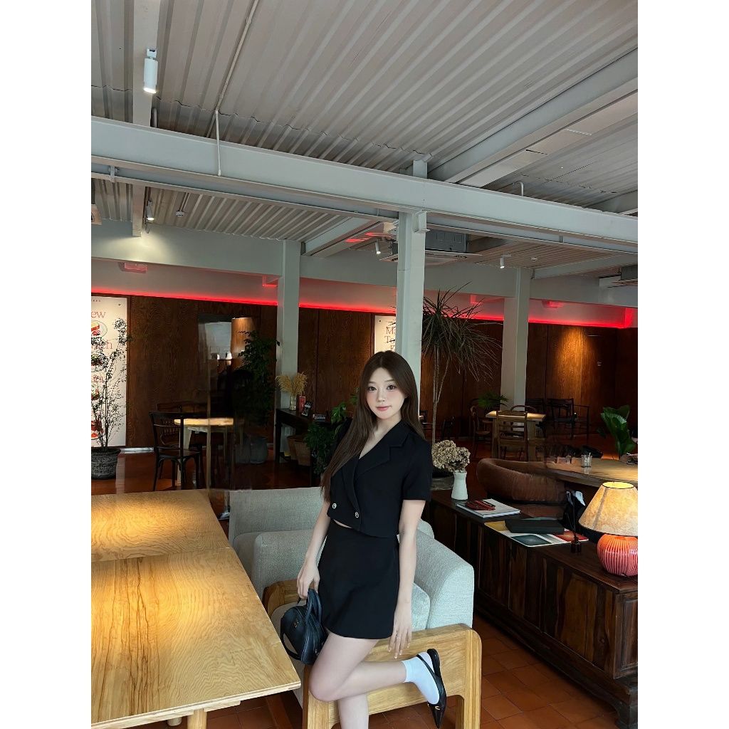 Set Áo Vest Croptop Phối Chân Váy Chữ A Basic Công Sở (bán lẻ) - PAMPI SET - GOÛT DE JUN