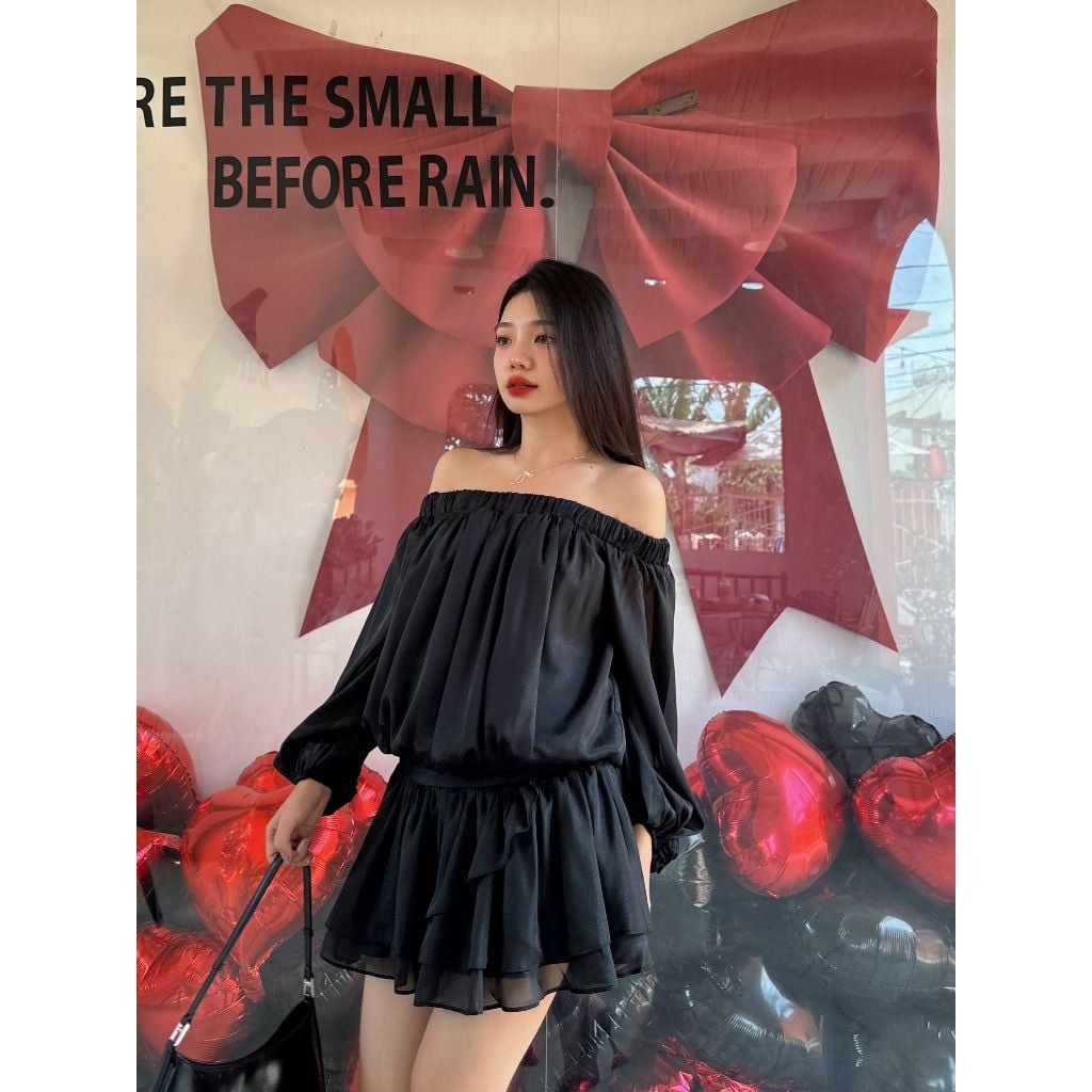 Đầm Nữ Trễ Vai Voan Lụa Thiết Kế Dáng Xòe Hot Trend - SION DRESS - GOÛT DE JUN