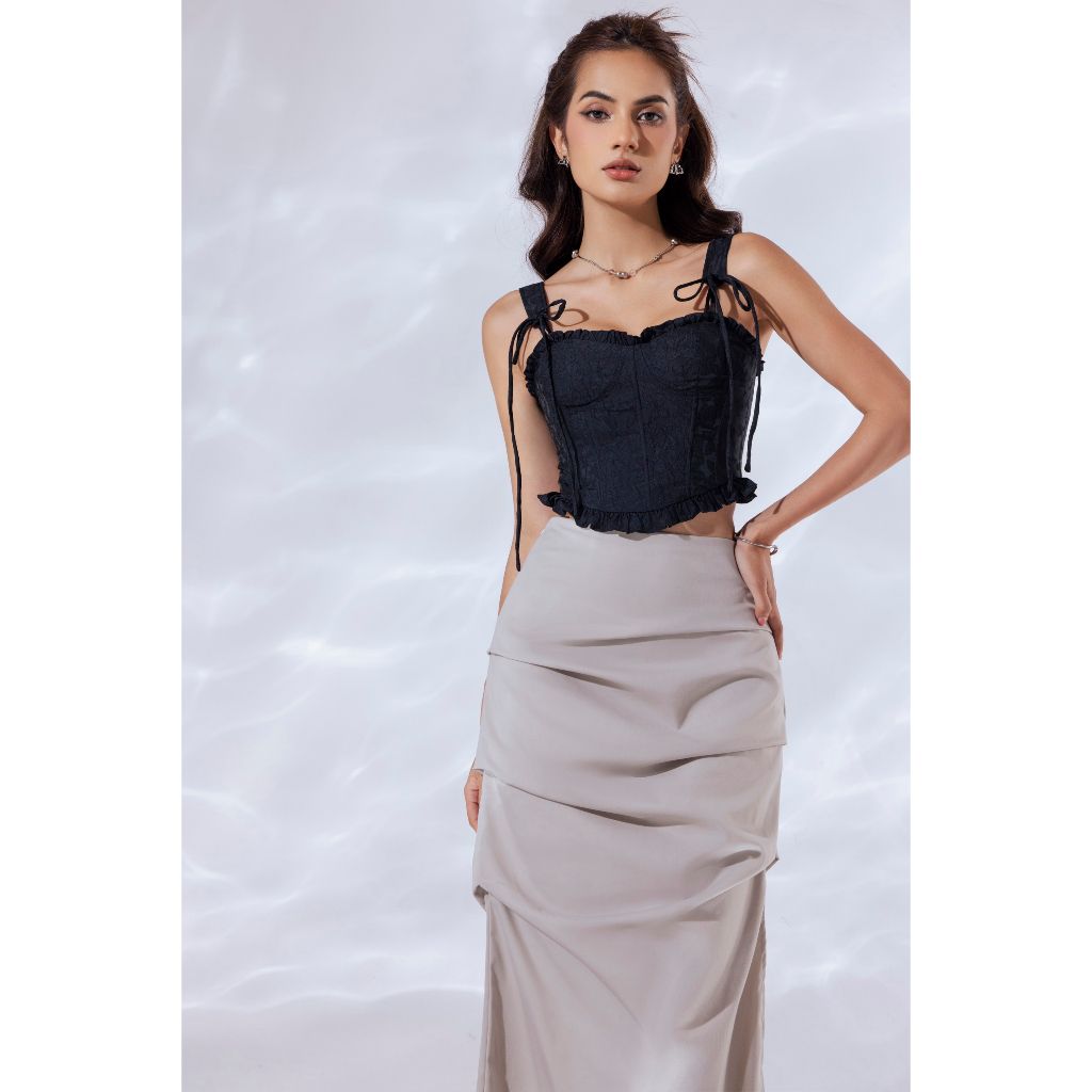 Áo Croptop Corset Ôm Dáng Phối Ren Thời Trang- FIRE TOP - GOÛT DE JUN