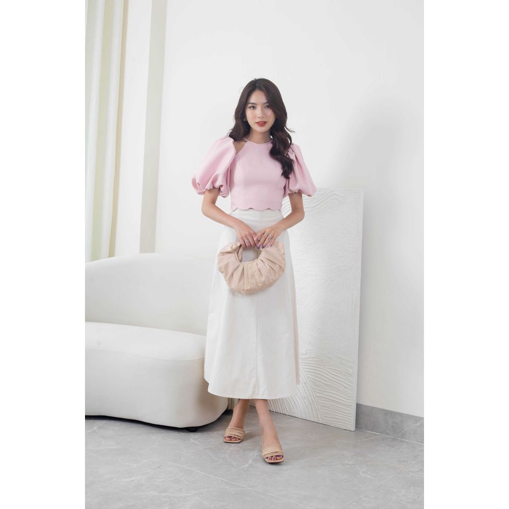GOÛT DE JUN - Chân váy nữ kaki dài form A - Obi Skirt