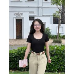 Áo Thun Form Ôm Cổ Tròn Viền Ren Phối Nơ - CHAXYN TOP - GOÛT DE JUN