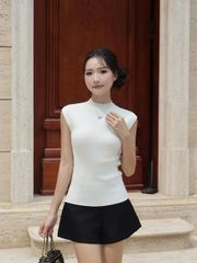 Áo Nữ YLANI Form Ôm Tay Ngắn Cổ Tròn GOÛT DE JUN