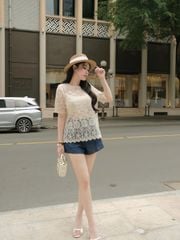 Áo Kiểu Nữ VERTOS TOP Xuyên Thấu Họa Tiết In Hoa Nổi Bật Nữ Tính GOÛT DE JUN