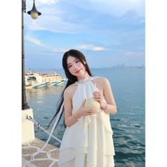 Đầm Nữ Freesize Mùa Hè Cổ Yếm Voan Tơ Xếp Tầng Dễ Thương -  AILEN - GOÛT DE JUN