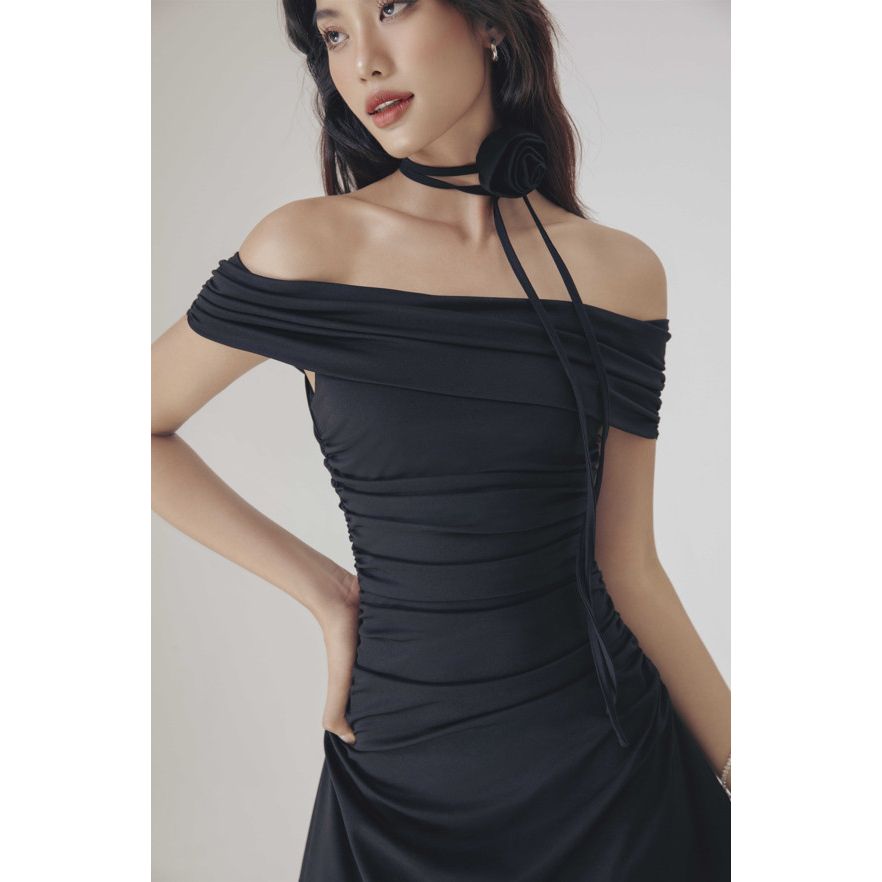 (HÀNG ĐẶT TRƯỚC) Đầm Body Nữ Trễ Vai (Tặng Kèm Hoa) - SEOLY DRESS - GOÛT DE JUN
