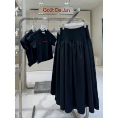Set Áo Croptop Nữ Basic Phối Chân Váy Dài Dáng Xòe ( bán lẻ ) - KARIN SET - GOÛT DE JUN