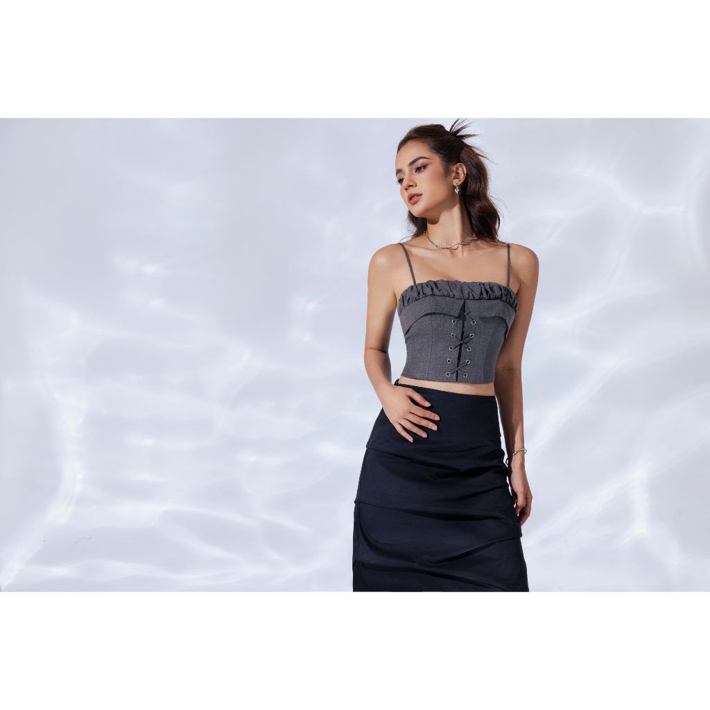 Áo Croptop Hai Dây Ôm Dáng Phối Dây Rút Thời Trang- SUZY TOP - GOÛT DE JUN