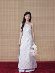 (Bán Lẻ) Set Áo Dài PHÚC HY Cổ Yếm Vải Gấm Hoa Và Quần Lụa Dài Ống Suông  GOÛT DE JUN