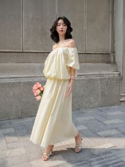 Đầm Nữ FIATO Trễ Vai Dáng Bí Mùa Hè Đi Biển GOUT DE JUN