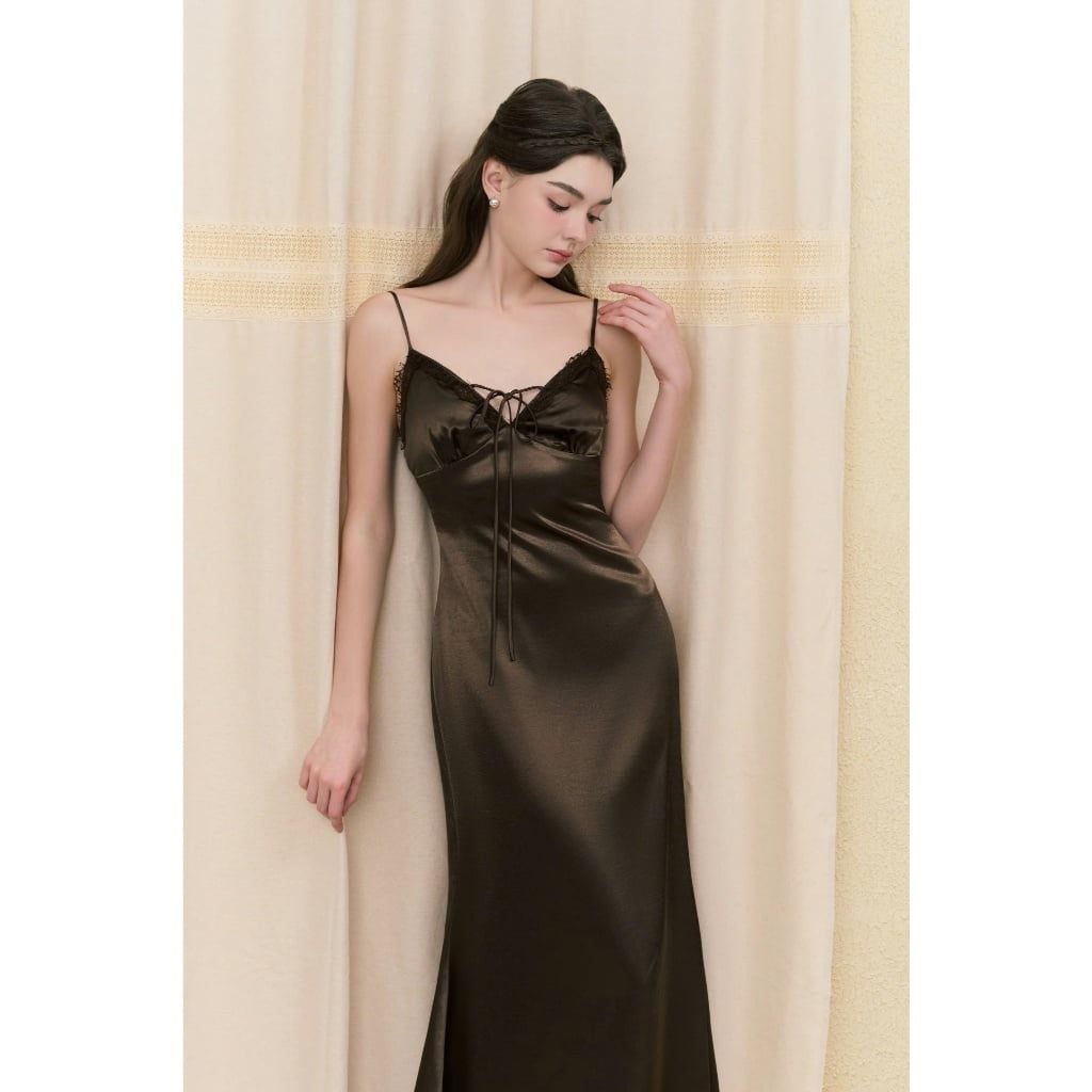Đầm Nữ MIGASS DRESS 2 Dây Chất Lụa Phối Ren Sang Trọng GOUT DE JUN