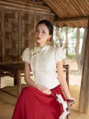 Áo Nữ THIÊN TƯỚC Cổ Tàu Tay Bồng Trẻ Trung Cổ Điển GOUT DE JUN
