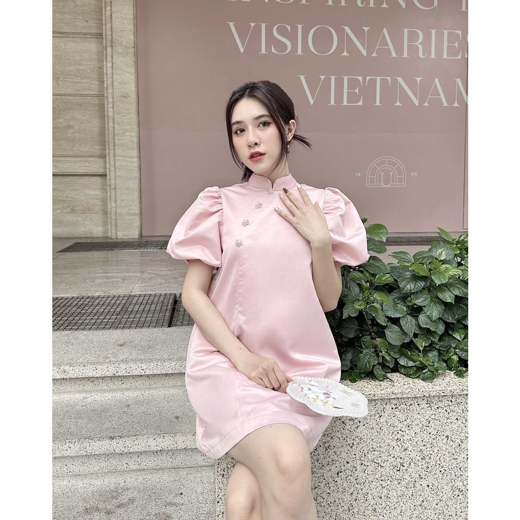 GOÛT DE JUN - Đầm nữ cổ tàu tay bồng - JIA DRESS