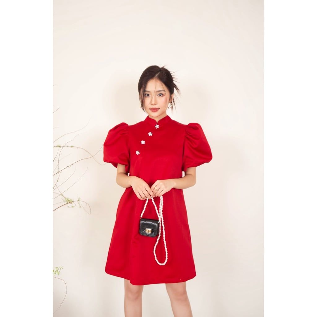 GOÛT DE JUN - Đầm nữ cổ tàu tay bồng - JIA DRESS