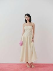 Đầm Nữ DELYRA Hai Dây Nhún Ngực Form Dài Nữ Tính GOÛT DE JUN