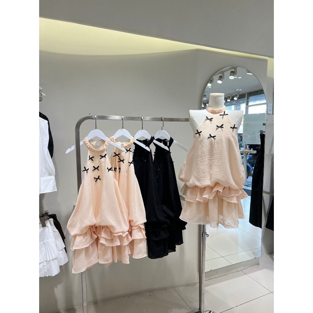 Đầm Nữ Cổ Yếm Phối Nơ Nhún Bèo Dễ Thương - MARCI DRESS - GOÛT DE JUN