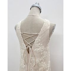 GOÛT DE JUN - Đầm nữ dáng suông cổ yếm chất ren cao cấp - CREME DRESS