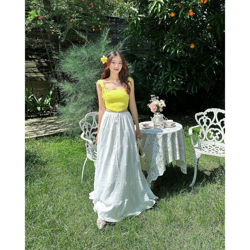 Áo Croptop Nữ Hai Dây Bảng To Freesize Dễ Thương  - THALIE TOP - GOÛT DE JUN