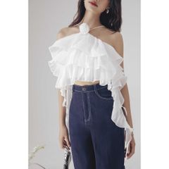 GOÛT DE JUN - Áo Croptop Cổ Yếm Tầng Bèo - AURA DRESS