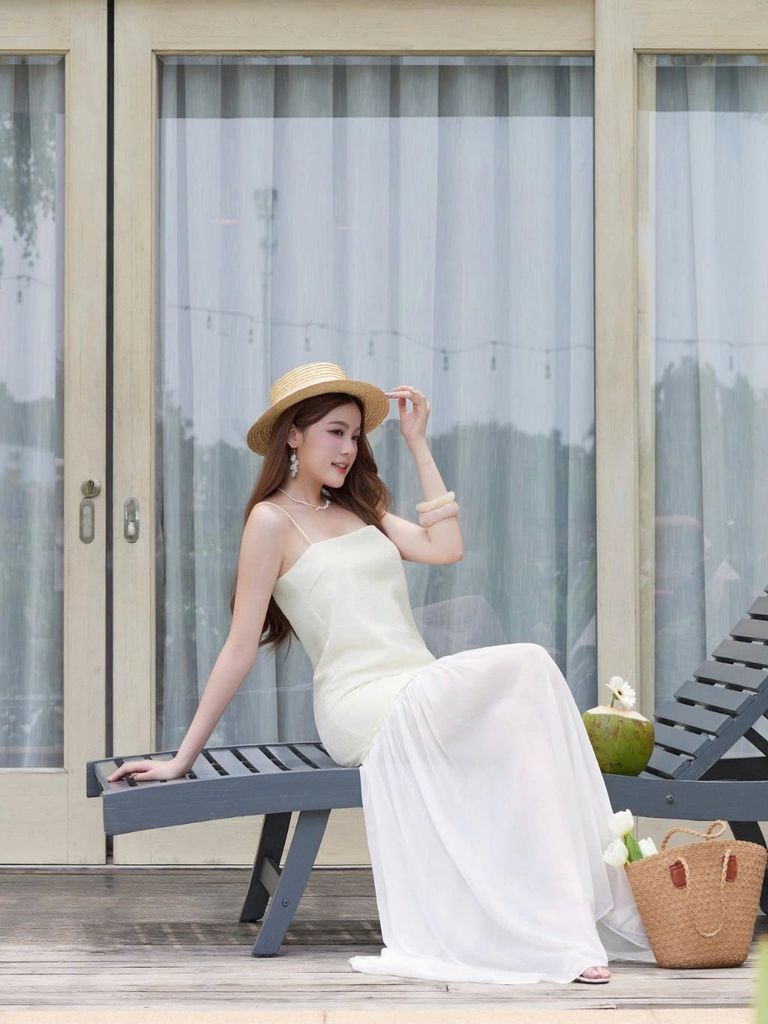 Đầm Nữ SHODER Maxi Hai Dây Phối Voan Tơ Mùa Hè Đi Biển GOÛT DE JUN