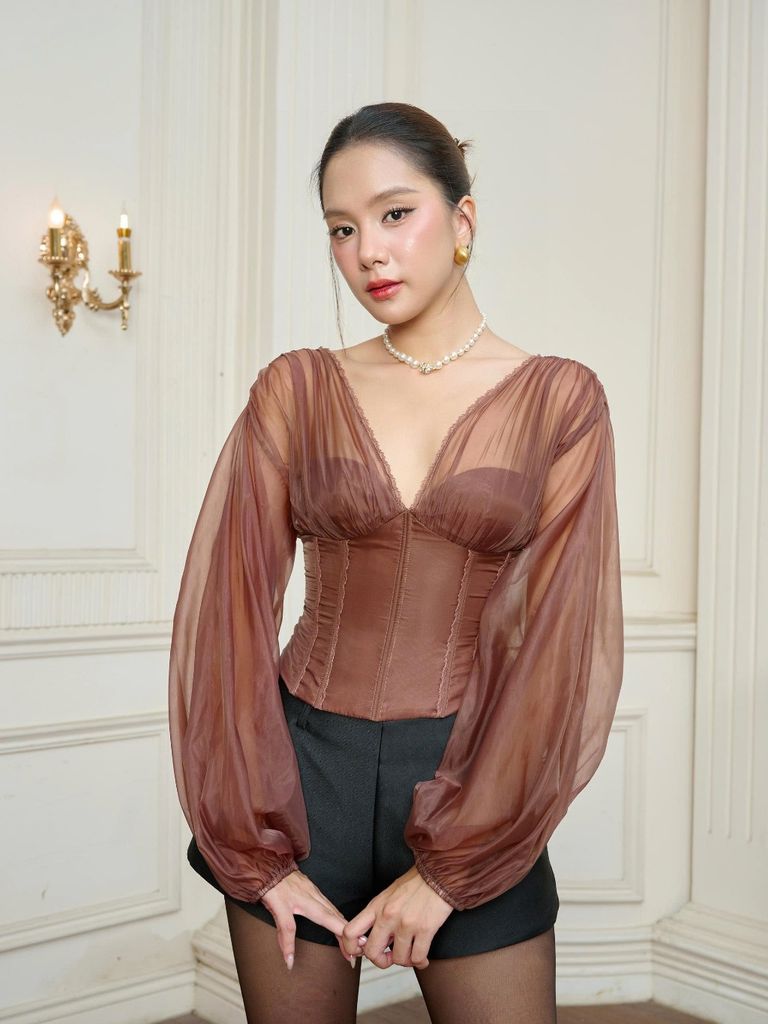 Áo Nữ ITASHA Tay Dài Corset Cổ V Quyến Rũ  GOÛT DE JUN