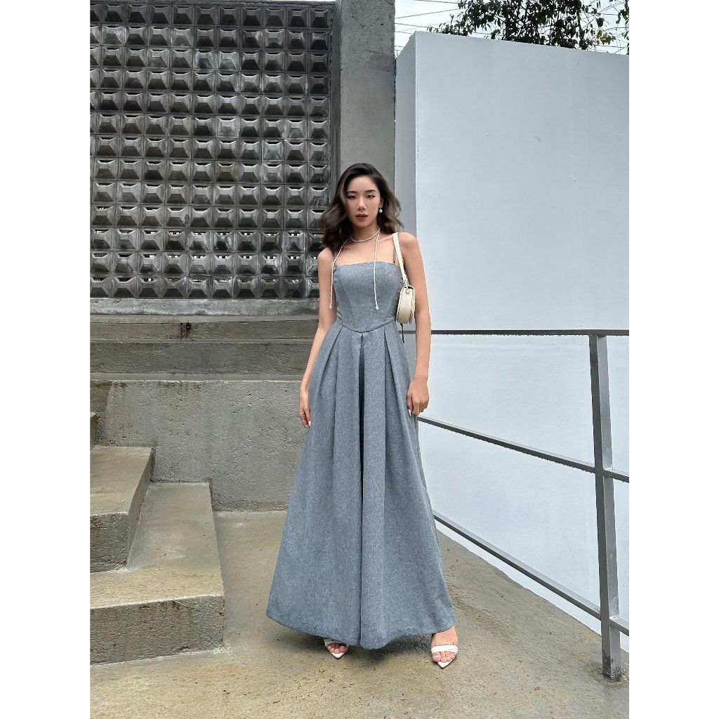 Jumpsuit Cúp Ngực Quần Ống Rộng Trơn Đơn Giản Cho Nữ - HANKY JUMP - GOÛT DE JUN